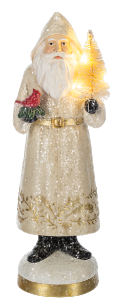 LED Light Up Gold Scroll Santa Figurine