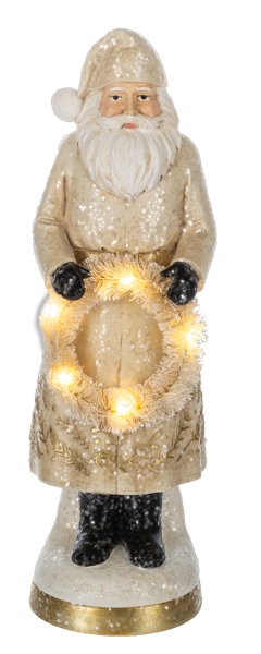 LED Light Up Gold Scroll Santa Figurine