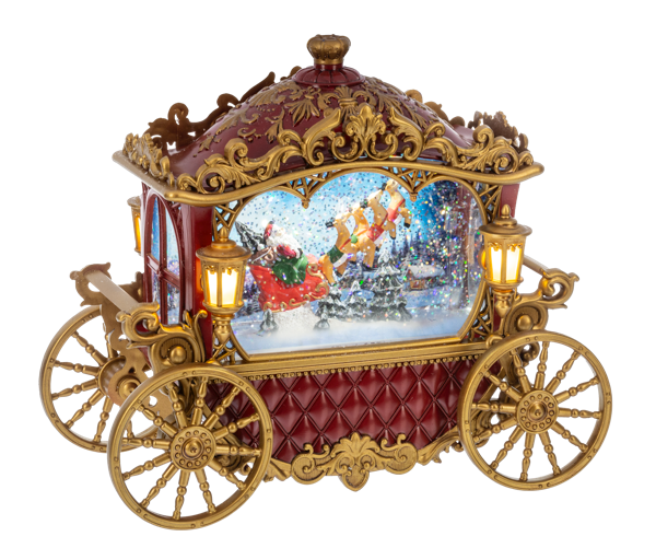 LED Light Up Shimmer Carriage w/Santa Figurine