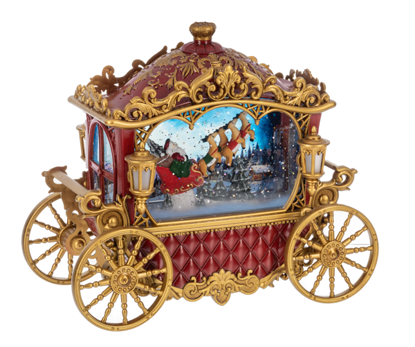 LED Light Up Shimmer Carriage w/Santa Figurine