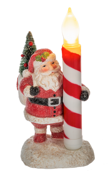 LED Light Up Santa w/Candle Figurine