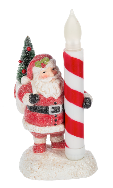 LED Light Up Santa w/Candle Figurine
