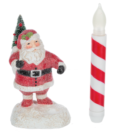 LED Light Up Santa w/Candle Figurine