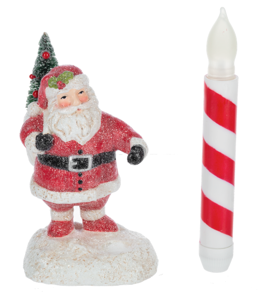 LED Light Up Santa w/Candle Figurine