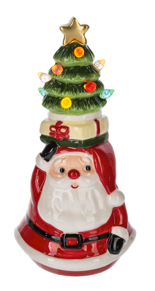 LED Light Up Santa w/Tree Figurine