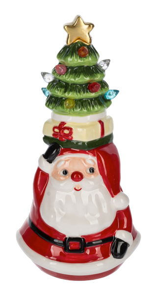 LED Light Up Santa w/Tree Figurine