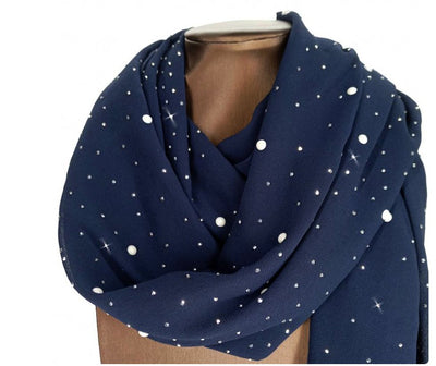 Navy Blue Pearl Scarf - Jacqueline Kent - Lemon And Lavender Toronto