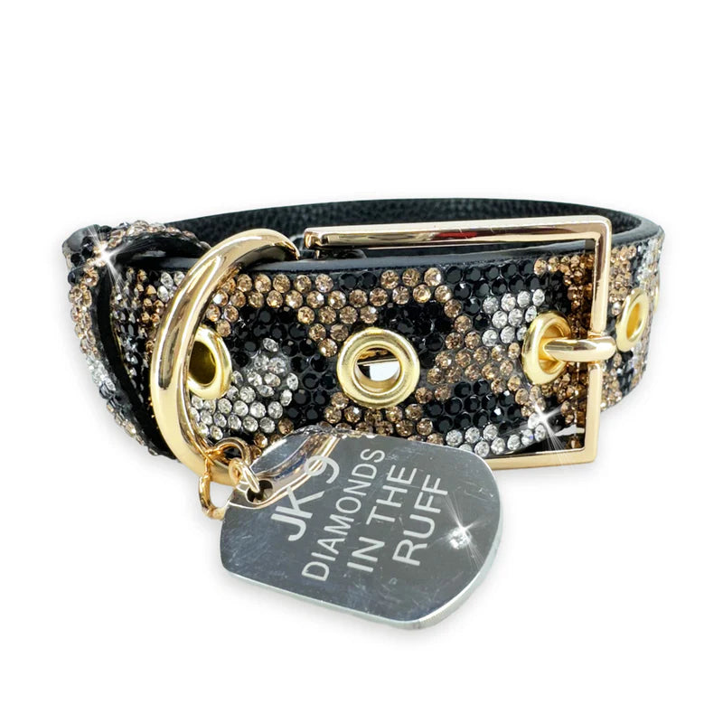 Diamond in the Ruff GOLD LEOPARD  - Dog Collar & Leash  ( Sold Individually)