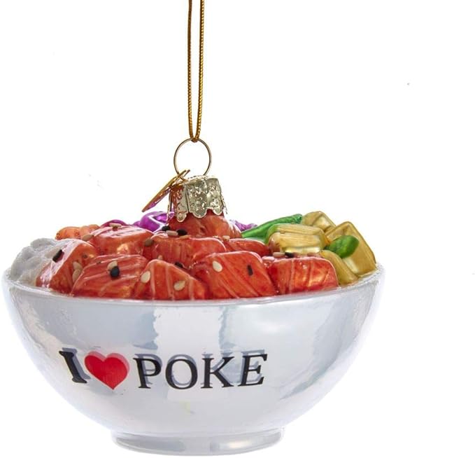 Noble Gems Glass Christmas Bowl with "I Love Poke Bowl" Inscription - Lemon And Lavender Toronto