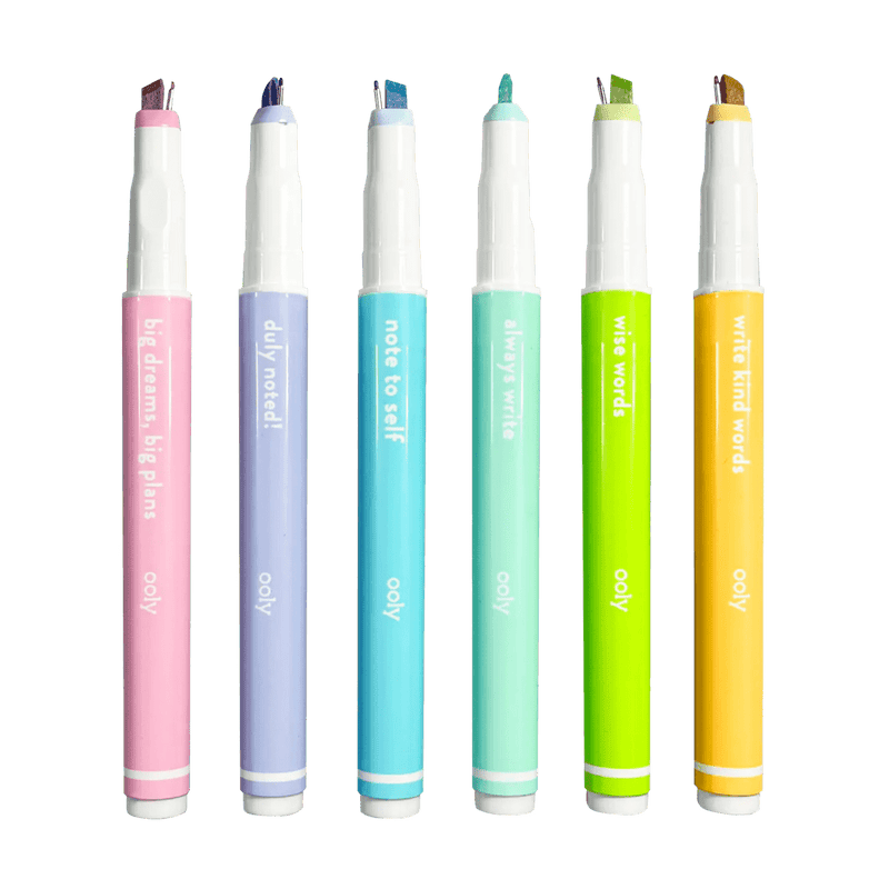 Noted! 2 - in - 1 Micro Fine Tip Pen and Highlighters - Set of 6 - Lemon And Lavender Toronto