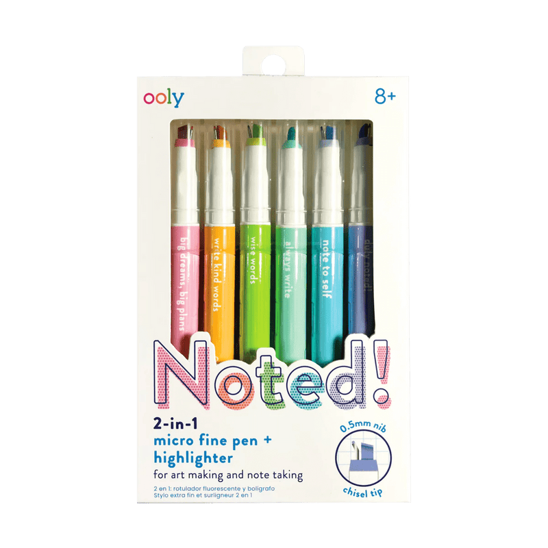 Noted! 2 - in - 1 Micro Fine Tip Pen and Highlighters - Set of 6 - Lemon And Lavender Toronto