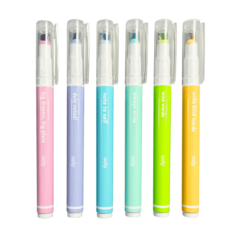 Noted! 2 - in - 1 Micro Fine Tip Pen and Highlighters - Set of 6 - Lemon And Lavender Toronto