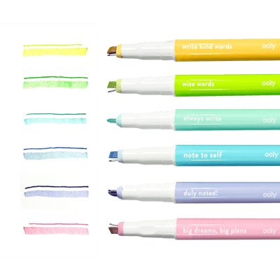 Noted! 2 - in - 1 Micro Fine Tip Pen and Highlighters - Set of 6 - Lemon And Lavender Toronto