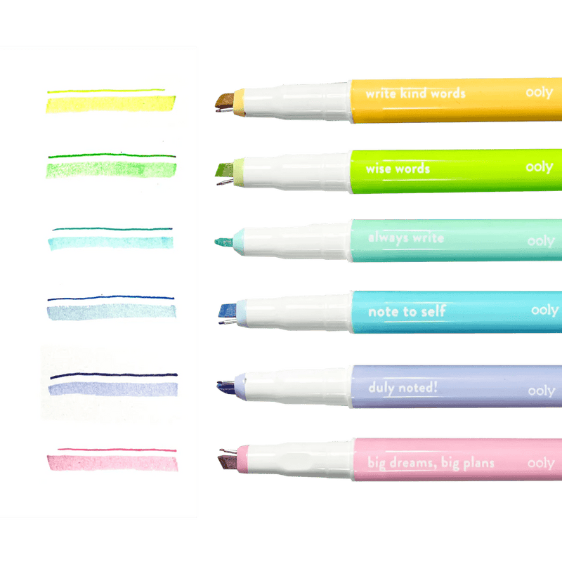 Noted! 2 - in - 1 Micro Fine Tip Pen and Highlighters - Set of 6 - Lemon And Lavender Toronto