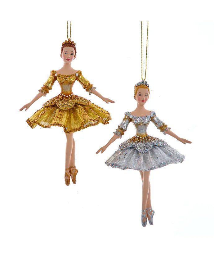 Ombré Gold & Silver Ballerina Ornaments, 2 Assorted - Lemon And Lavender Toronto