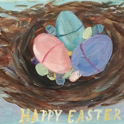 Pastel Easter Egg Nest Greeting Card - Lemon And Lavender Toronto