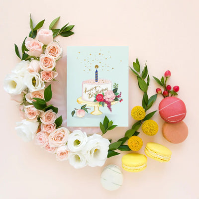 Peach Cake Birthday Greeting Card - Lemon And Lavender Toronto