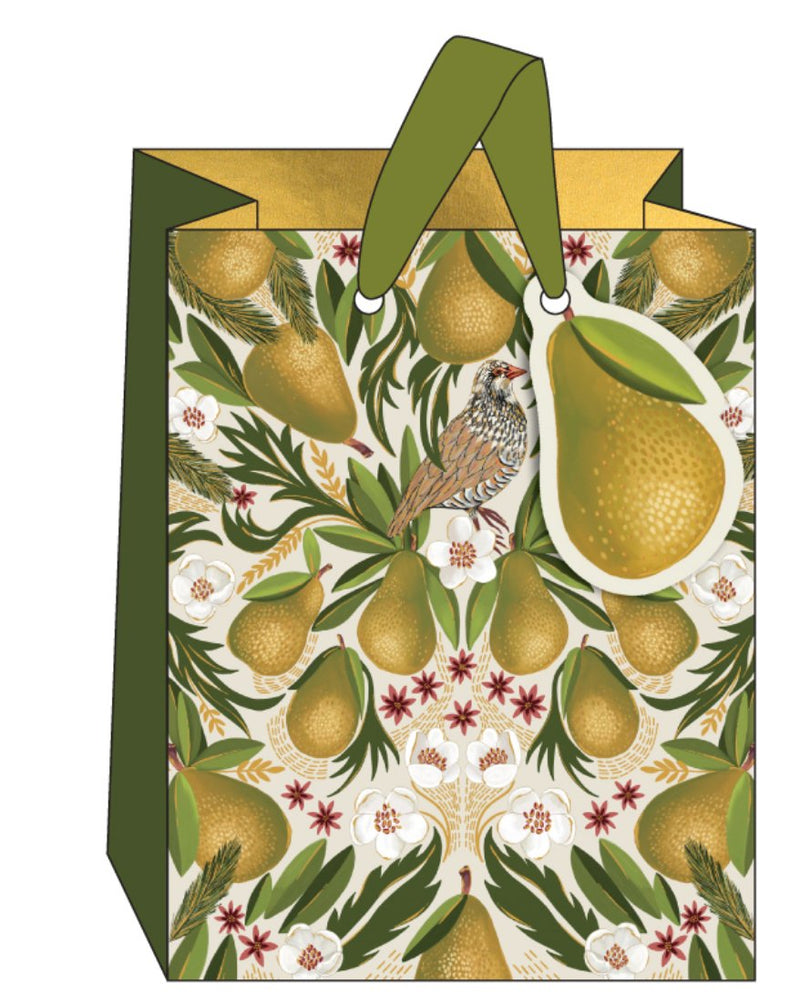 Pear and Birds Medium Christmas Gift Bag - Lemon And Lavender Toronto