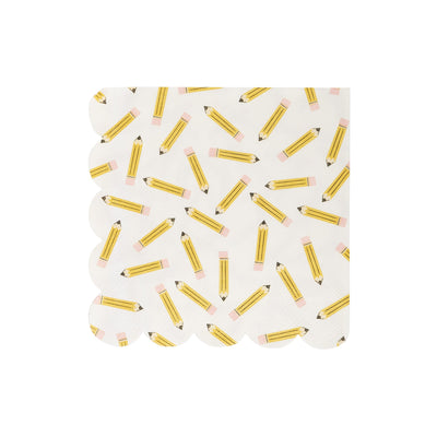 Pencil Pattern Scallop Cocktail Napkin - Lemon And Lavender Toronto