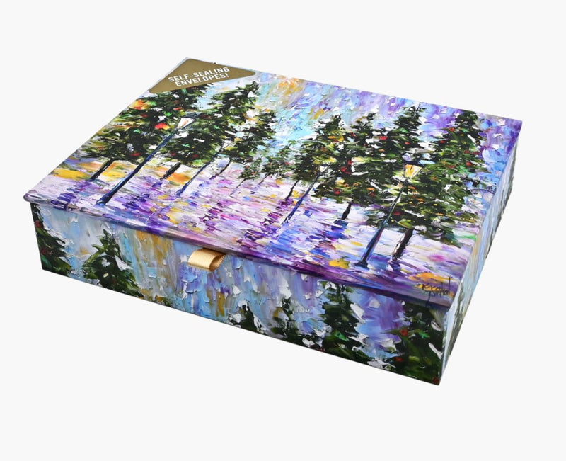 Pines in Moonlight Deluxe Boxed Holiday Cards - Lemon And Lavender Toronto