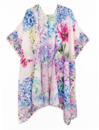 Pink - Blue Hydrangea Kimono - Lemon And Lavender Toronto