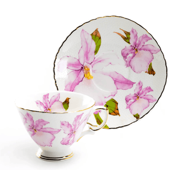 Pink Iris Floral - Fine Porcelain Teacup & Saucer - Lemon And Lavender Toronto