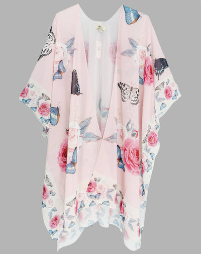 Pink - Multi Butterfly & Floral Kimono - Lemon And Lavender Toronto