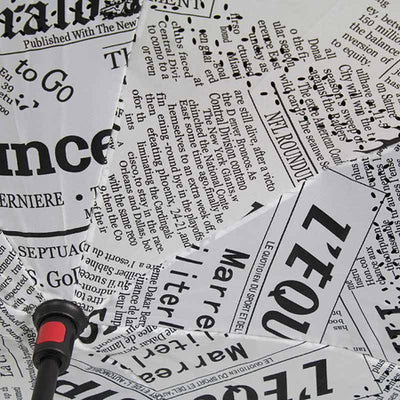 Newspaper Print Double Layer Inverted Umbrella Shaped Handle