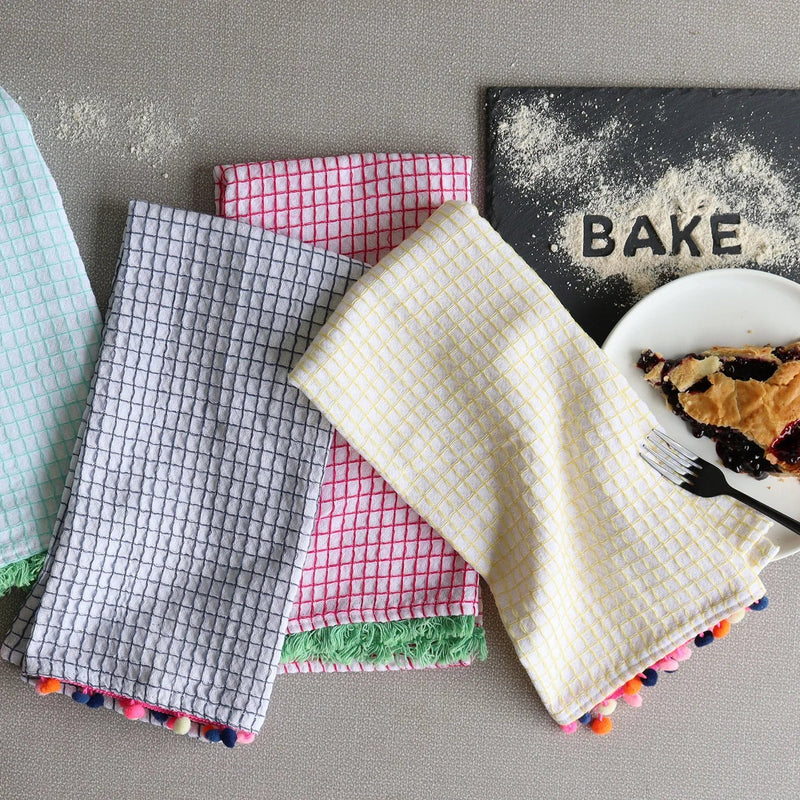 Pom Pom Waffle Tea Towel Set Of 5 Multi - Lemon And Lavender Toronto