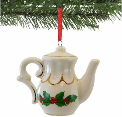 Porcelain Holiday Formal Teapot Ornaments, 3 Assorted - Lemon And Lavender Toronto