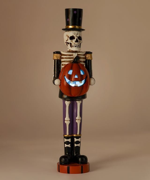 Pumpkin Toy Soldier Figurine w/ LED Pumpkin - Lemon And Lavender Toronto