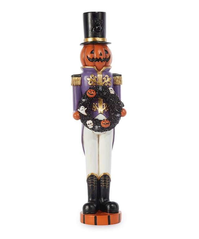 Pumpkin Toy Soldier Figurine w/ LED Wreath - Lemon And Lavender Toronto