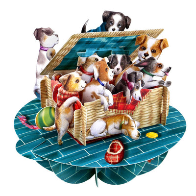 Puppies In A Basket 3D Pop Up Card - Lemon And Lavender Toronto