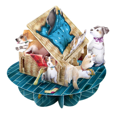 Puppies In A Basket 3D Pop Up Card - Lemon And Lavender Toronto