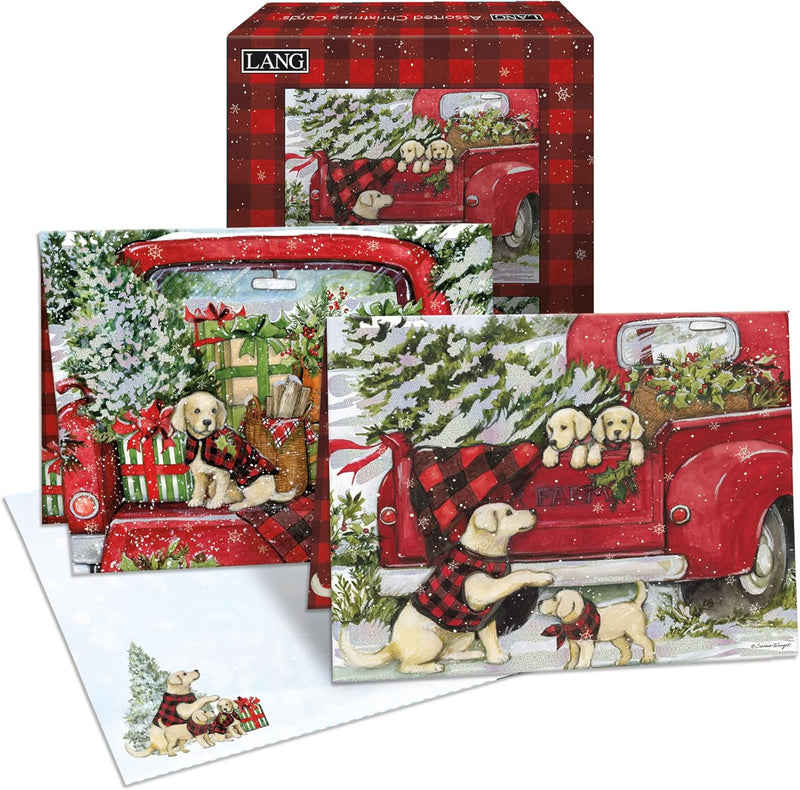 Puppies & Presents 2 Assorted Boxed Christmas Cards - Lemon And Lavender Toronto