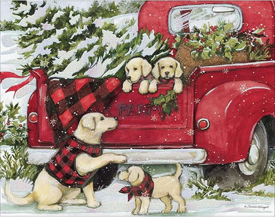 Puppies & Presents 2 Assorted Boxed Christmas Cards - Lemon And Lavender Toronto