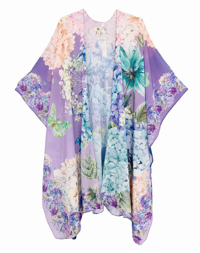 Purple Hydrangea Chiffon Kimono - Lemon And Lavender Toronto