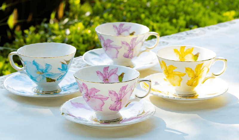 Purple Iris Floral - Fine Porcelain Teacup & Saucer - Lemon And Lavender Toronto