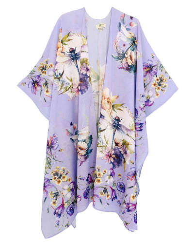 Purple - Multi Dragonfly & Floral Kimono - Lemon And Lavender Toronto