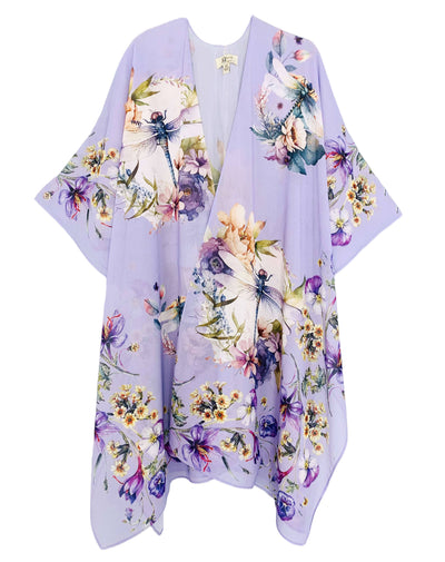 Purple - Multi Dragonfly & Floral Kimono - Lemon And Lavender Toronto