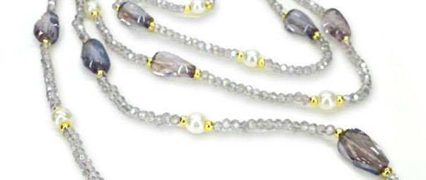 Purple Strands Crystal & Pearl Necklace - Lemon And Lavender Toronto