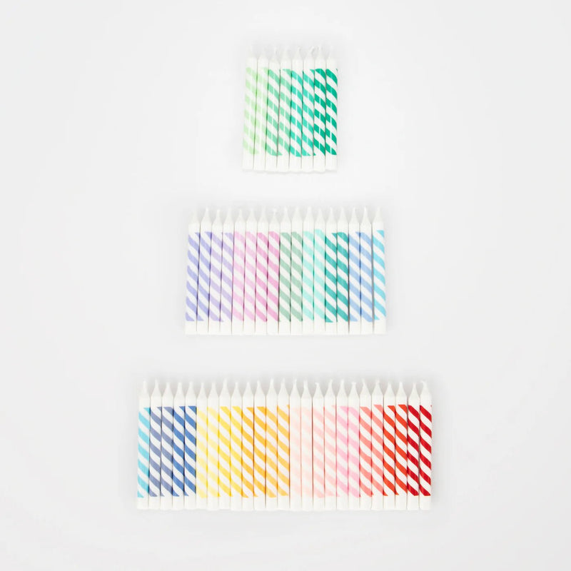 Rainbow Striped Mini Candles (x 50)-Meri Meri - Lemon And Lavender Toronto