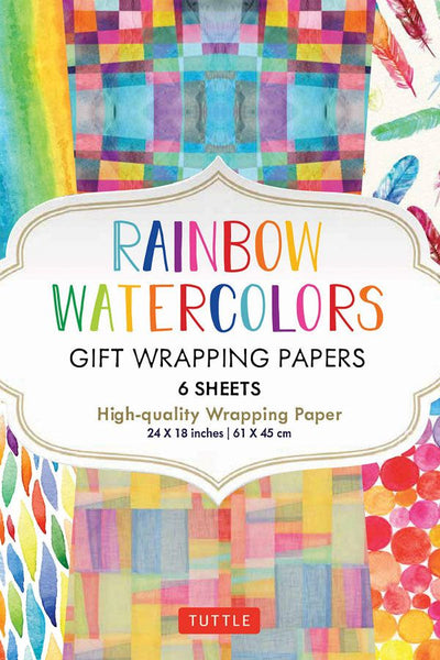 Rainbow Watercolour Gift Wrapping Papers - 6 sheets - Lemon And Lavender Toronto