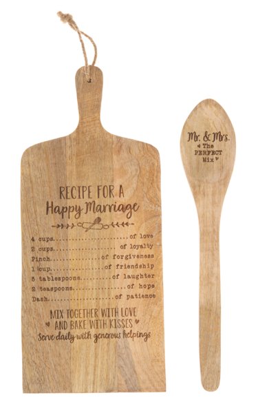 Recipe for Happy Marriage - Board, Towel & Spoon Set - Lemon And Lavender Toronto