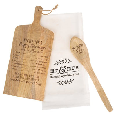 Recipe for Happy Marriage - Board, Towel & Spoon Set - Lemon And Lavender Toronto