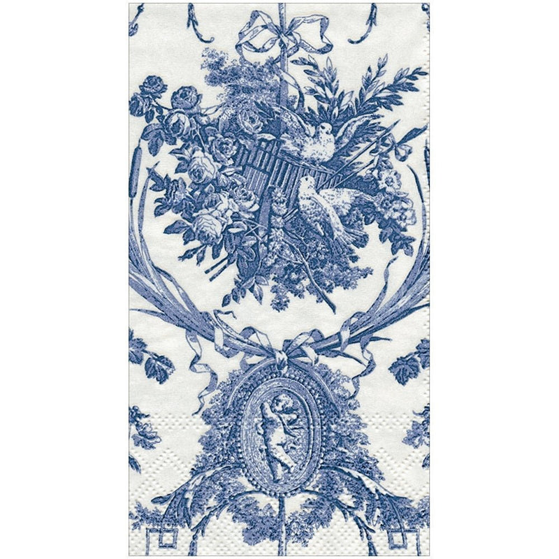 Romantic Blue Toile Paper Guest Napkins - 15 Per Pack - Lemon And Lavender Toronto