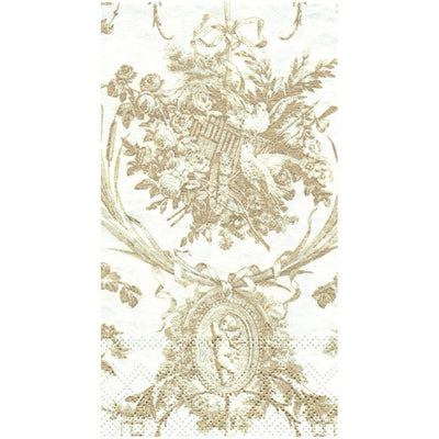 Romantic Gold Toile Paper Guest Napkins - 15 Per Pack - Lemon And Lavender Toronto