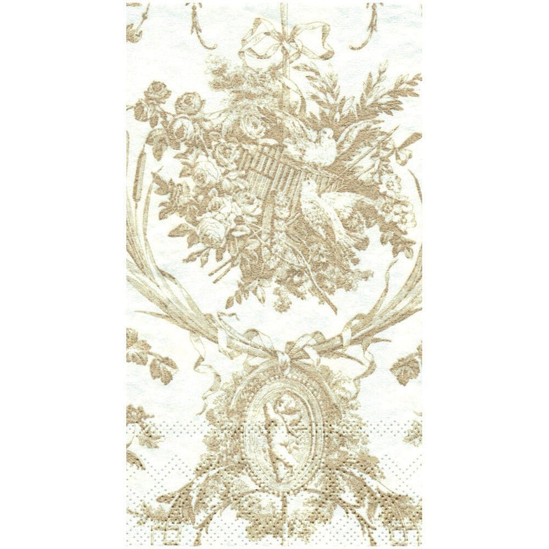 Romantic Gold Toile Paper Guest Napkins - 15 Per Pack - Lemon And Lavender Toronto