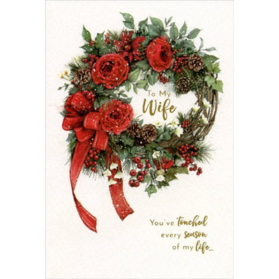 Rose Wreath Wife Christmas Card - Lemon And Lavender Toronto