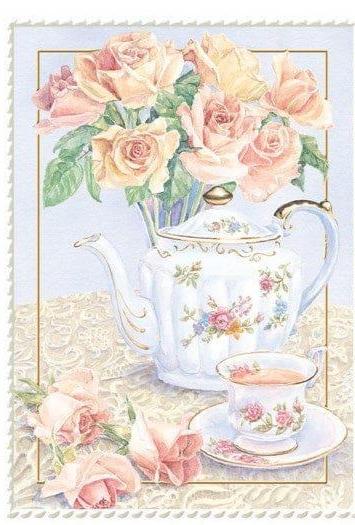 Roses & Teapot Happy Birthday Card - Lemon And Lavender Toronto